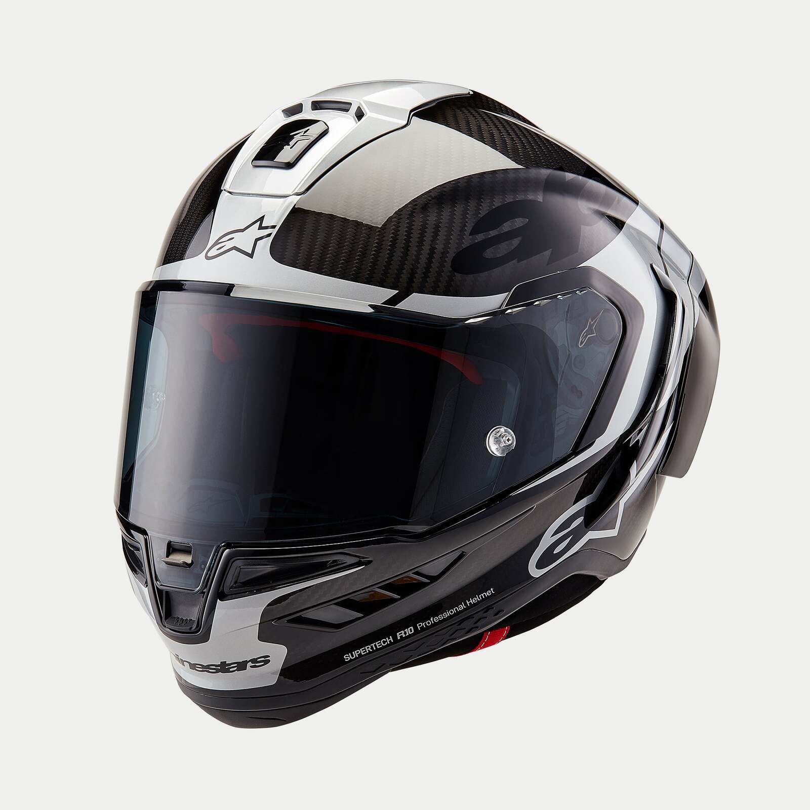 ALPINESTARS SUPERTECH SR10 ELEMENT BLACK CARBON SILVER BLACK GLOSS HELMET L