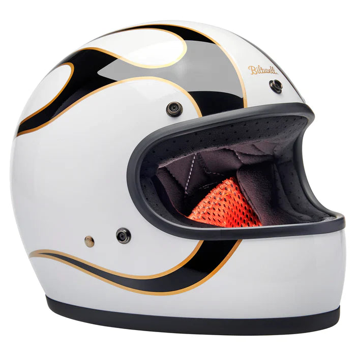 BILTWELL Gringo - Gloss White/ Black Flames