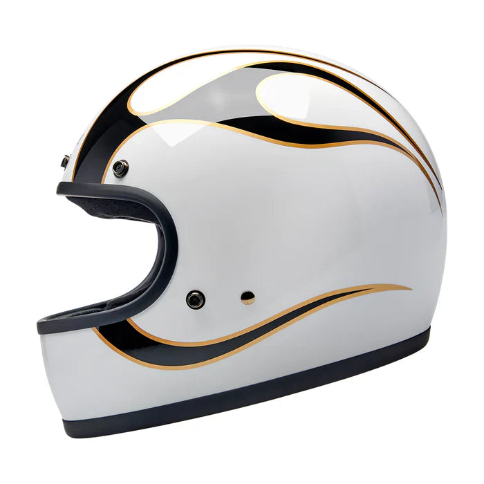 BILTWELL Gringo - Gloss White/ Black Flames