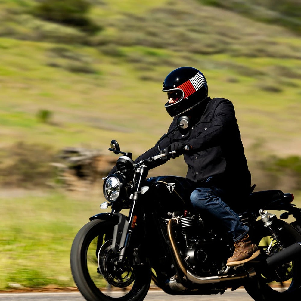BILTWELL Gringo - GLOSS BLACK R/W/B RACEFLOW