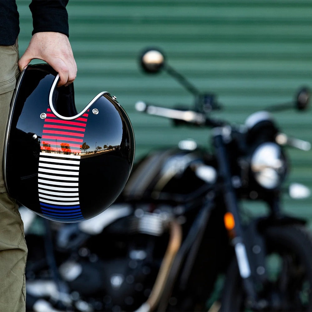 BILTWELL Gringo - GLOSS BLACK R/W/B RACEFLOW