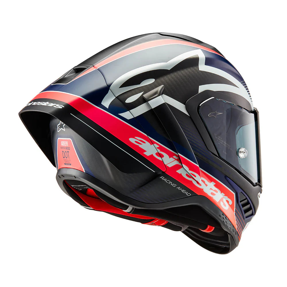 SUPERTECH SR10 TEAM HELMET - BLACK CARBON RED FLURO MATT BLUE