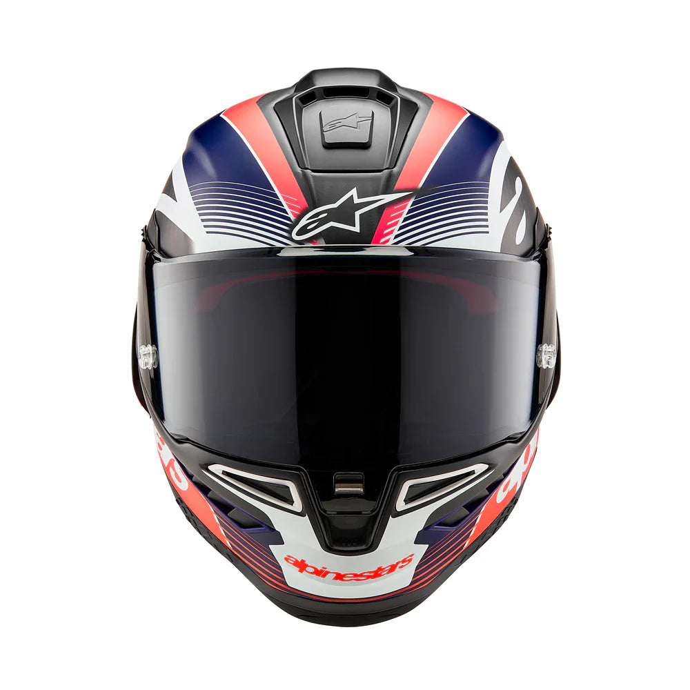 SUPERTECH SR10 TEAM HELMET - BLACK CARBON RED FLURO MATT BLUE