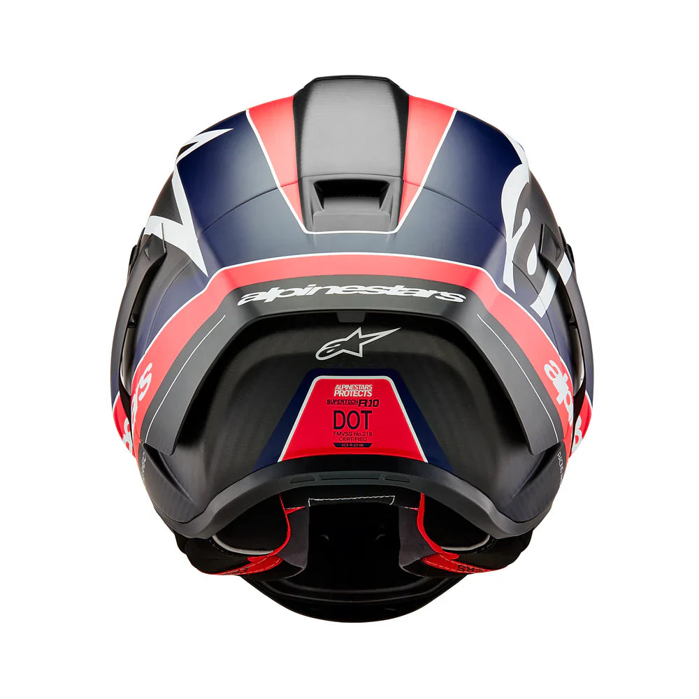 SUPERTECH SR10 TEAM HELMET - BLACK CARBON RED FLURO MATT BLUE