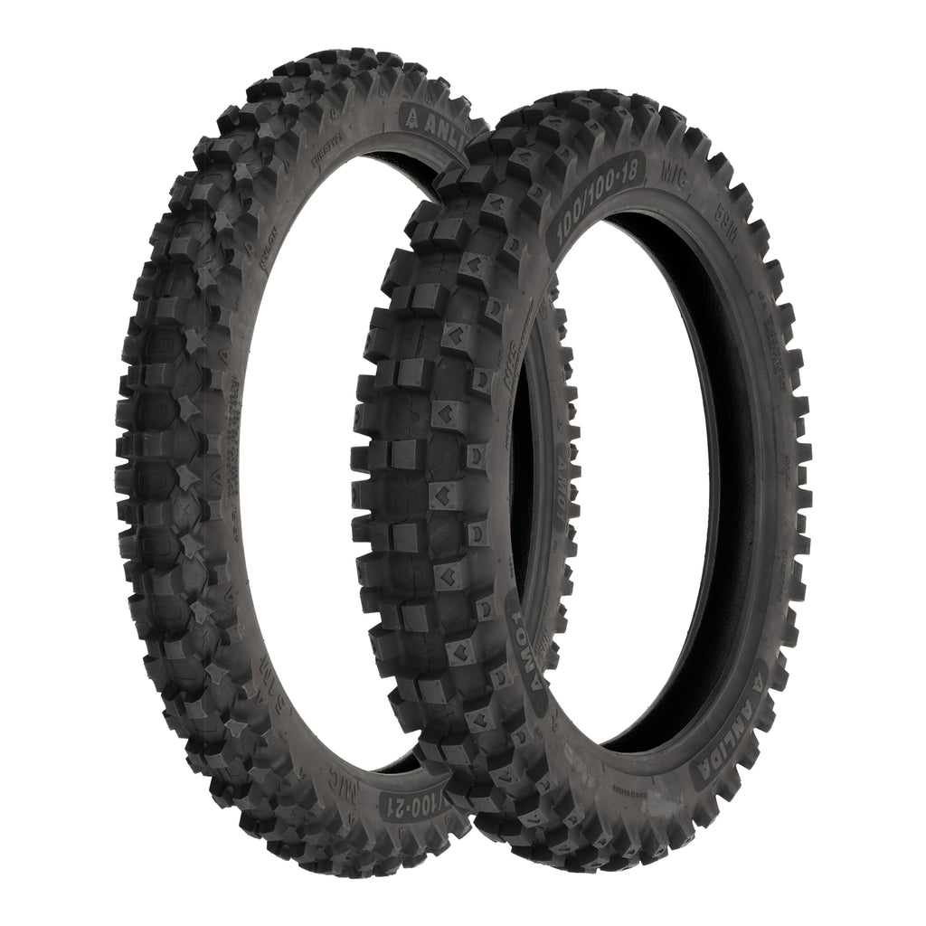 Anlida AM01 Tyre Set 80/100-21 Front & 100/100-18 Rear (NHS)