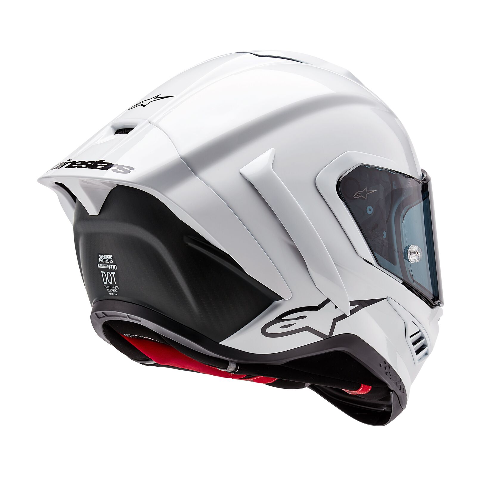 Alpinestars Supertech R10 Solid ECE 22.06 Helmet - White Gloss/Black Matte