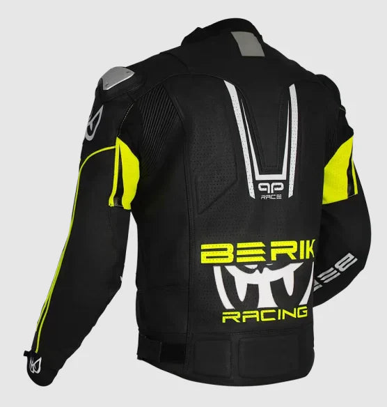 Berik Apex Leather Jacket - Black/Hi-Viz