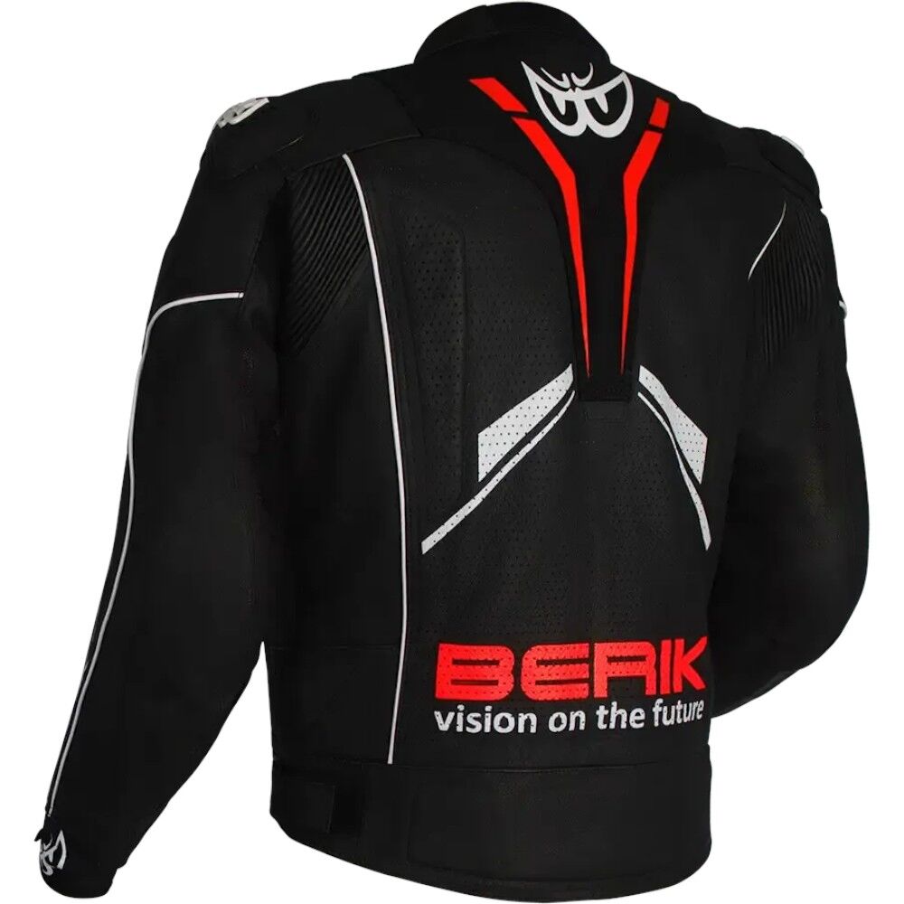 Berik Monza Black / Fluro Red Leather Jacket