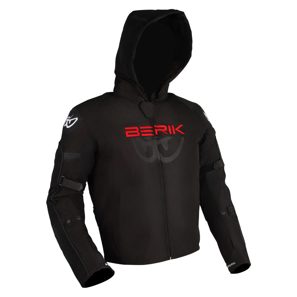 BERIK Star Hoodie -Black / Fluro-Red