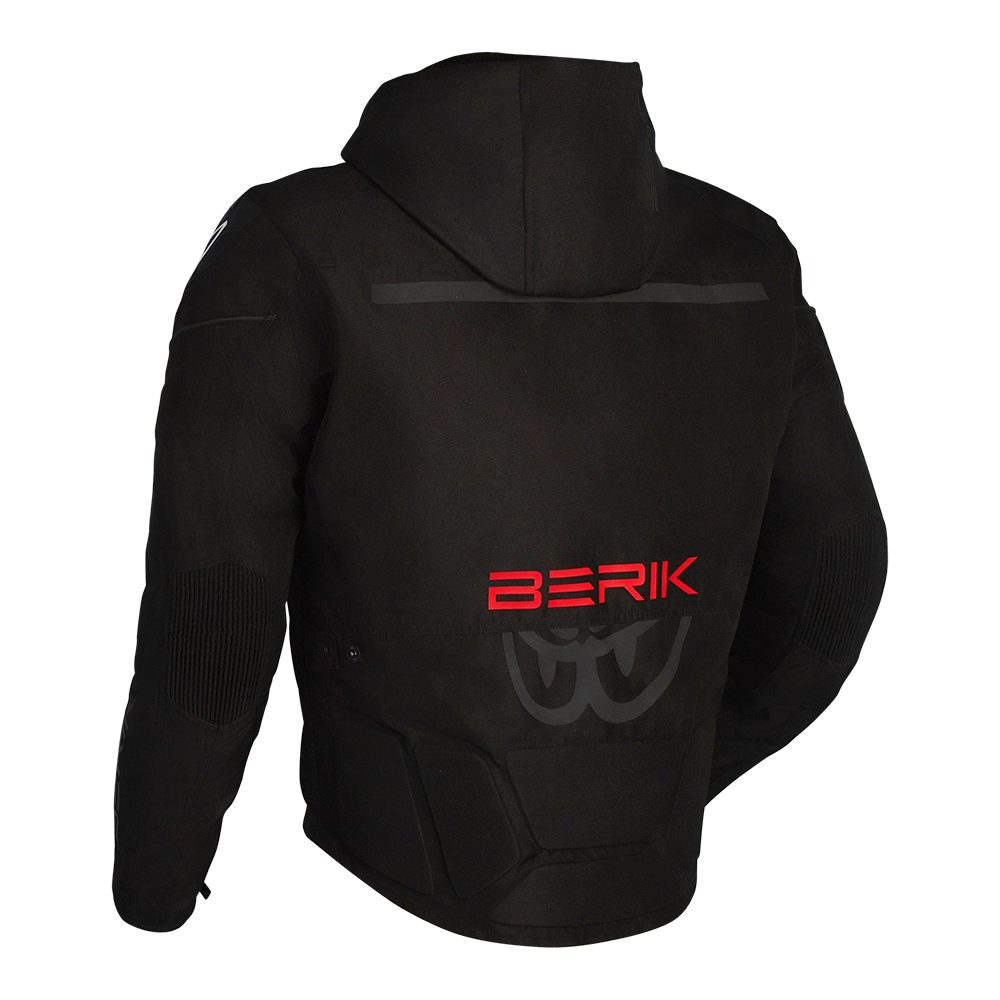 BERIK Star Hoodie -Black / Fluro-Red