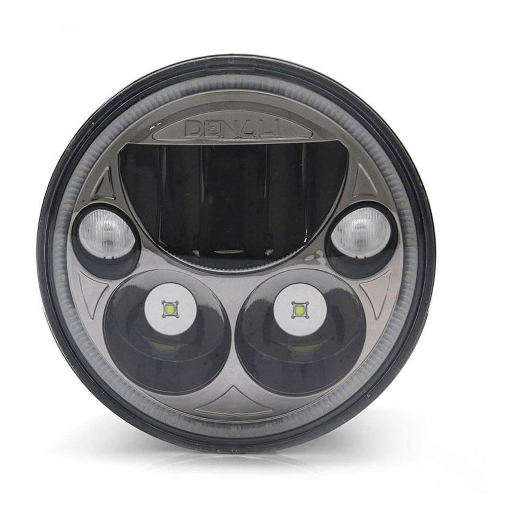 Denali M5 E-Mark LED Headlight Module - 5.75 Round, Black Chrome