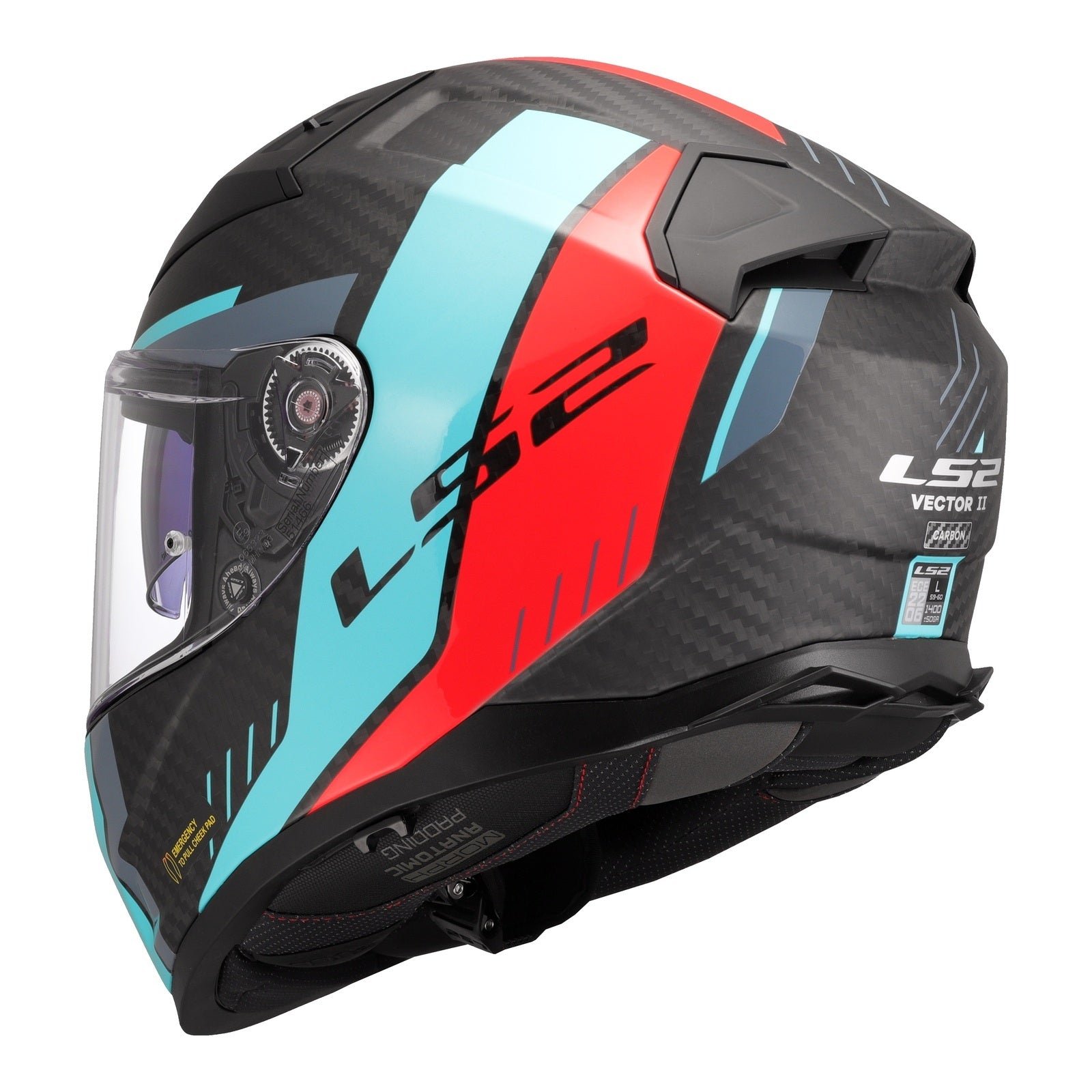 LS2 FF811 Vector II Carbon Grid Helmet - Cyan