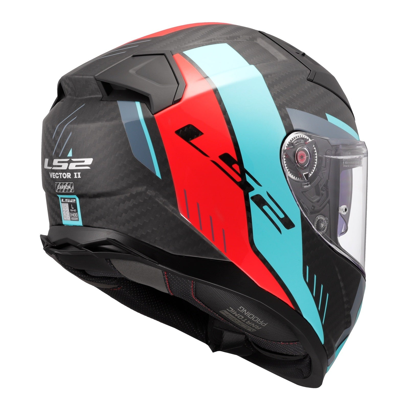 LS2 FF811 Vector II Carbon Grid Helmet - Cyan