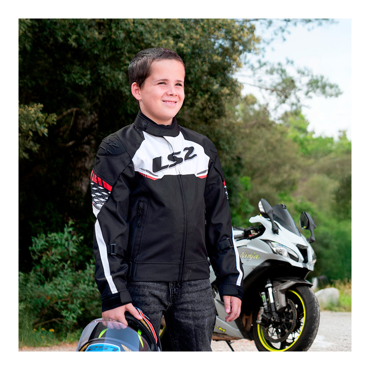 LS2 Apex Evo Kids Jacket - Black / White / Red