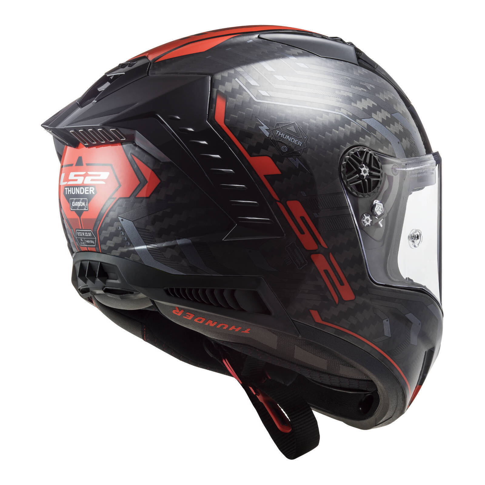 LS2 FF805C Thunder Carbon Sputnik Helmet - Metal / Red