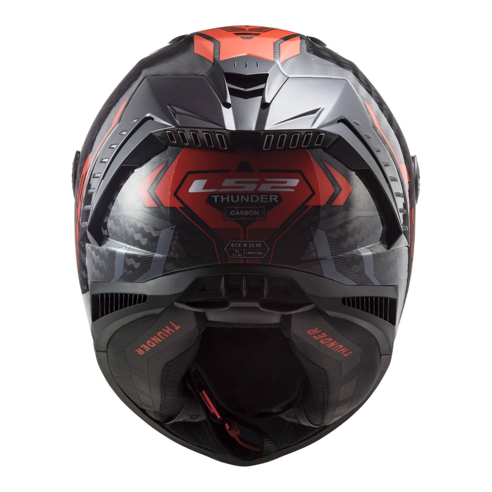 LS2 FF805C Thunder Carbon Sputnik Helmet - Metal / Red