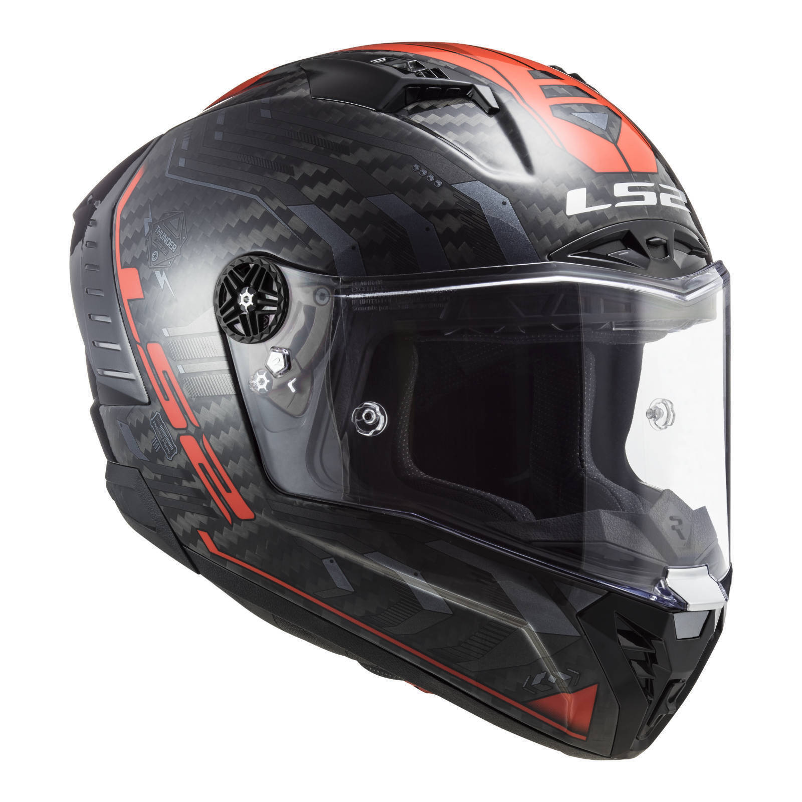 LS2 FF805C Thunder Carbon Sputnik Helmet - Metal / Red