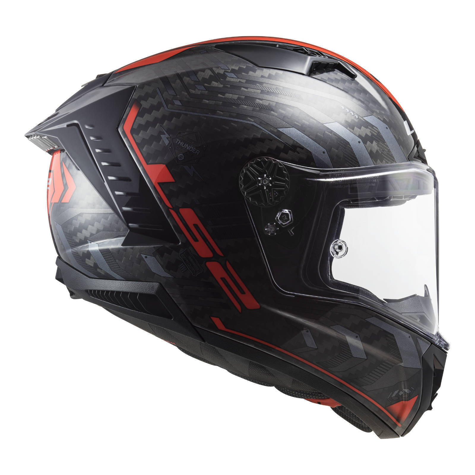 LS2 FF805C Thunder Carbon Sputnik Helmet - Metal / Red