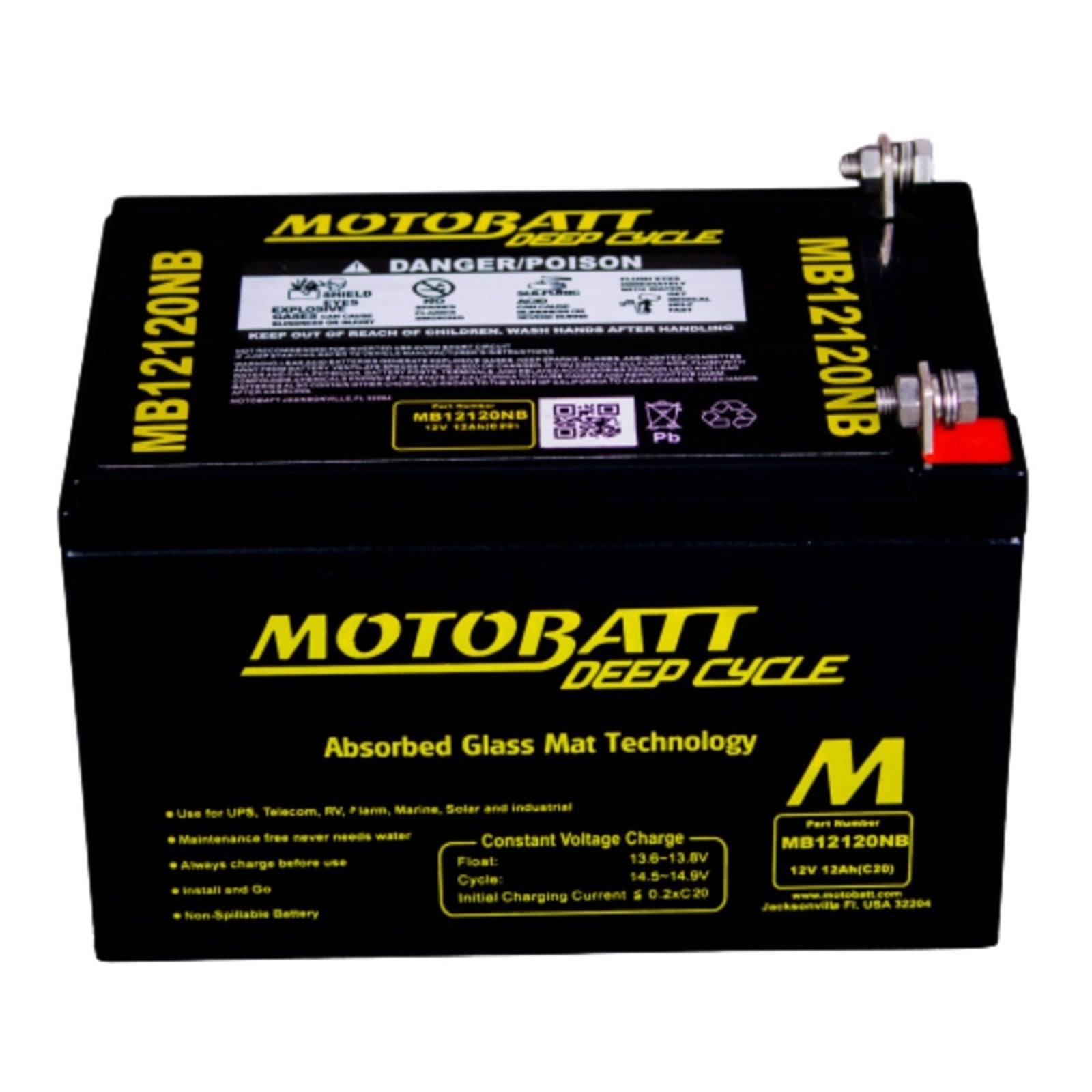 MB12120NB Motobatt Deep Cycle AGM 12ah/C10