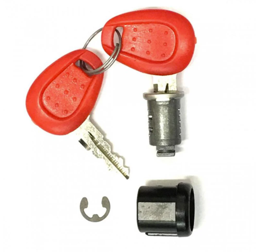 GIVI SINGLE LOCK KEYLOCK SET (RED) - BARREL AND KEYS (2)