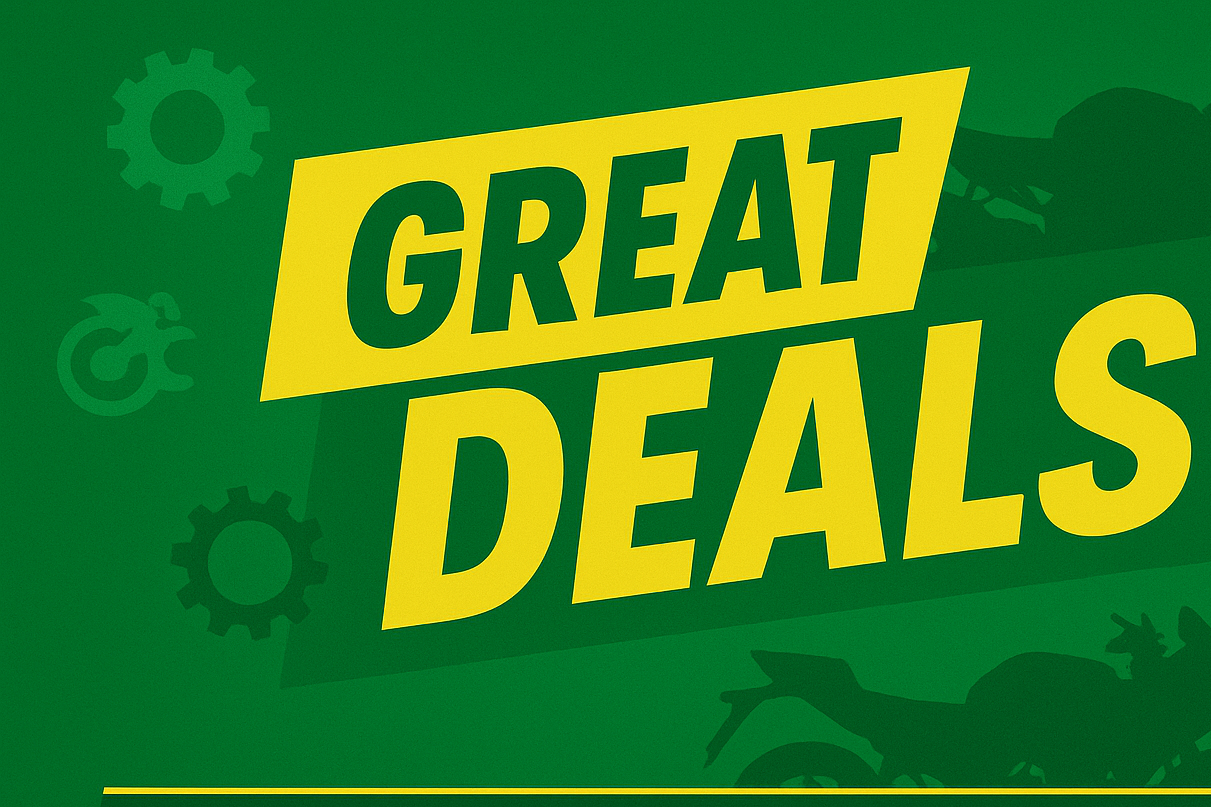Great deals sign, with our website green yellow