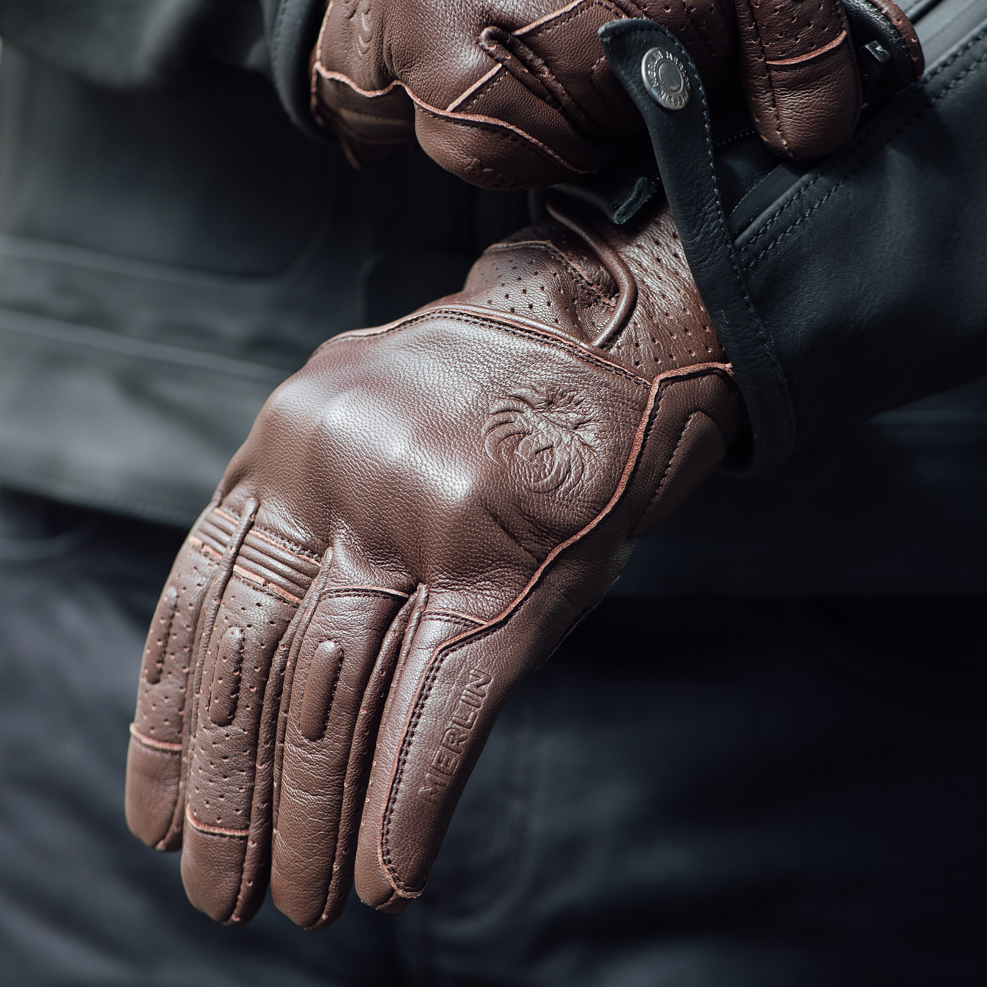 MERLIN Gloves Legacy D3O Leather Dark Brown